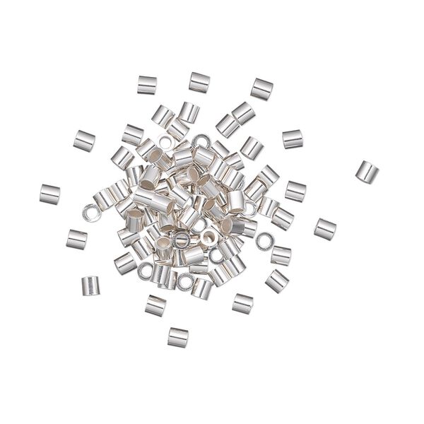 Crimp 1pkg100 sterling silver, 2mm seamless tube / heavy wall, approx 1.2mm inside diameter image number 0
