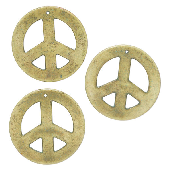 "Turquoise" 1pkg3, top-drilled peace sign focal green 55mm image number 0