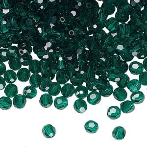 Bead 24pk emerald, Preciosa Czech crystal 4mm round