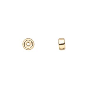 Bead 1pkg6 14Kt gold, 6x3.5mm flat rondelle