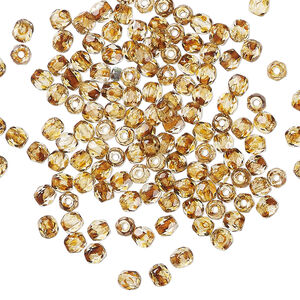 Bead, Czech fire-polished glass 1pkg120, tortoise gold, 3mm faceted round.