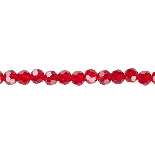 Bead 1pk 32 facets transparent red, Celestial Crystal&reg; 4mm round 15.5-16 inch image number 0