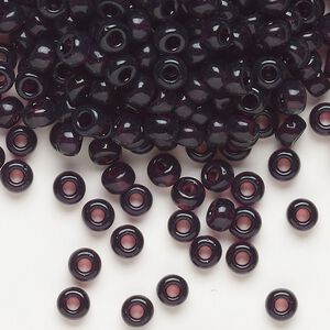 Seed bead, Miyuki, glass, pkg/25g, #6 rocaille, transparent extra dark smoky amethyst (RR-2402).