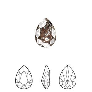 Fancy stone 1pk crystal gold patina foil back, Crystal Passions&reg; 14x10mm pear 4320