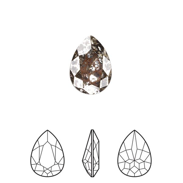 Fancy stone 1pk crystal gold patina foil back, Crystal Passions&reg; 14x10mm pear 4320 image number 0