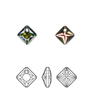Drop 72pk crystal vitrail medium P, Swarovski&reg; 9mm pendant princess cut 6431