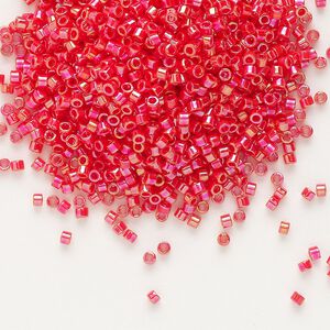 Seed bead, Delica&reg;, glass, pkg/250g, #11 round, opaque rainbow vermillion red (DB-0159).