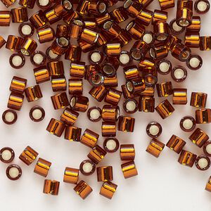 Seed bead, Delica&reg;, glass, pkg/250g, #8 round, transparent silver-lined dark topaz (DBL-0144).