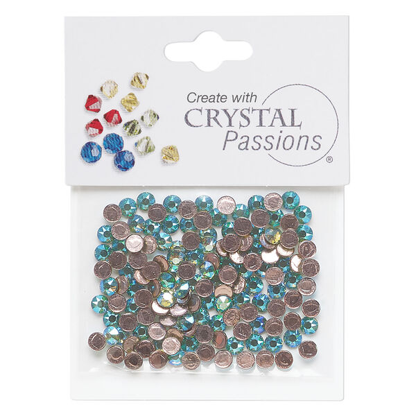 Flat back 1pkg144 peridot shimmer, Crystal Passions&reg; rhinestone 3.80-4.00mm hotfix round SS16 image number 0