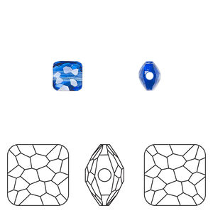 Bead 1pkg288 sapphire, Swarovski&reg;, 6mm puffed square 5035