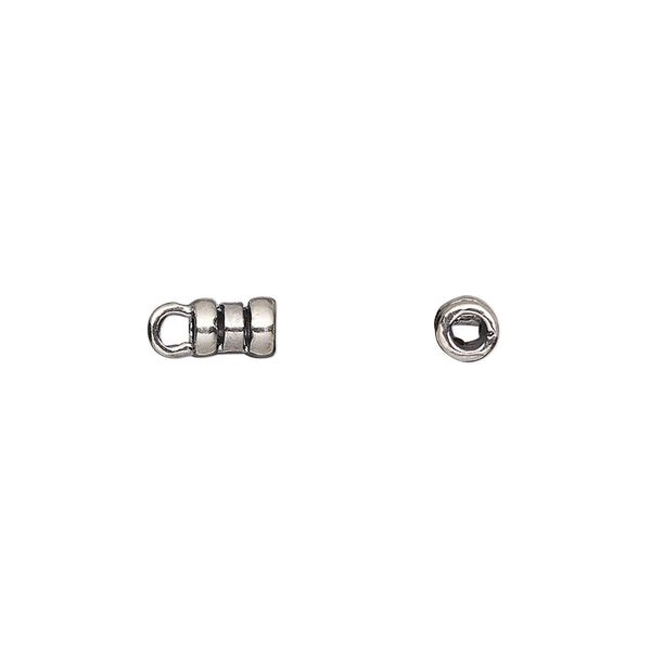 Crimp end 1pkg2 silver-plated, 6.5x4mm tube / loop / 2.5mm inside diameter, brass / antiqued image number 0