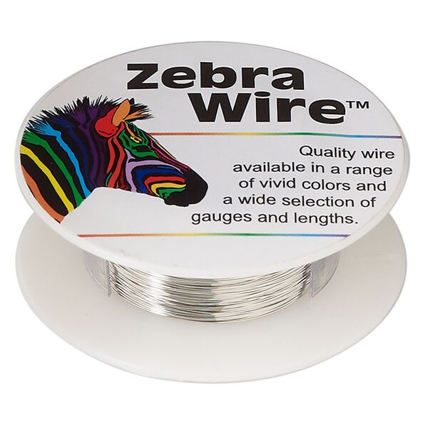 Wire, Zebra Wire&trade;, tinned copper, silver color, round, 30 gauge. Sold per 50-yard spool. image number 0