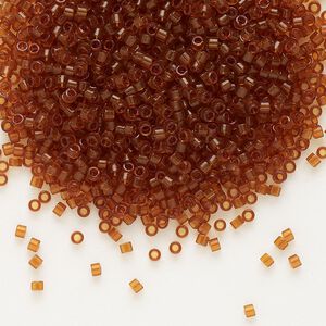 Seed bead, Delica&reg;, glass, pkg/50g, #11 round, transparent dark topaz (DB-0709).