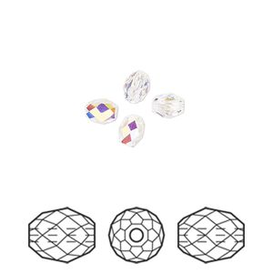 Bead 4pk crystal AB, Crystal Passions&reg; 5x4mm olive briolette 5044