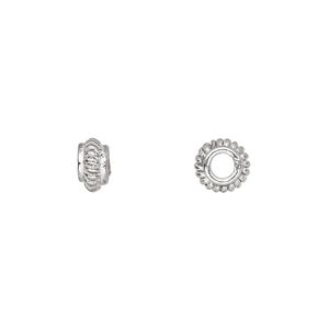 Bead 1pkg20 silver-plated, 7x4mm corrugated rondelle, copper