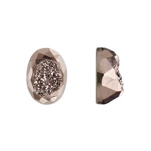 Druzy agate 1pkg1, hand-cut calibrated faceted oval cab 14x10mm