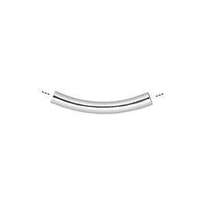 Bead 1pkg100 silver-plated, 22x3mm curved tube, brass