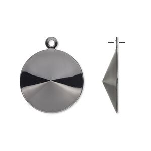 Drop, Almost Instant Jewelry&reg;, gunmetal-finished brass, 19mm round with 18mm rivoli setting. Sold per pkg of 10.