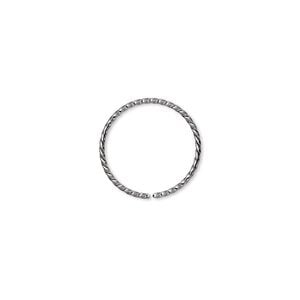 Jump ring 1pkg100 gunmetal-plated, 15mm twisted round, 20 gauge / 13.6mm inside diameter / brass