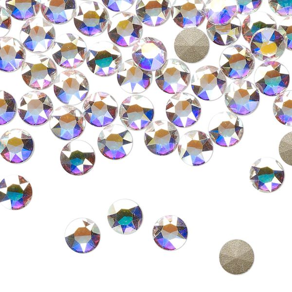 Round stone 72pk crystal AB foil back, Swarovski&reg; 5.27-5.44mm light round SS24 1098 image number 0