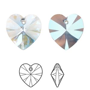 Drop 72pk aquamarine shimmer, Swarovski&reg; 18mm pendant heart 6228