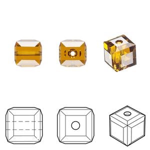 Bead 6pk topaz, Crystal Passions&reg; 8mm cube 5601