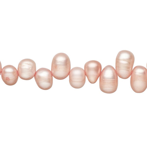Freshwater pearl 1pkg1, top-drilled rice, 14 inch dark peach 6x5mm-10x6mm cultured image number 0