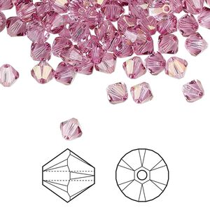 Bead 144pk dark rose, Crystal Passions&reg; 5mm bicone 5328