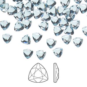 Flat back 288pk aquamarine foil back, Swarovski&reg; 5mm trilliant 2472