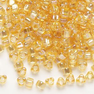 Seed bead, Miyuki, glass, transparent rainbow light topaz, (TR1152), #5 triangle. Sold per 250-gram pkg.