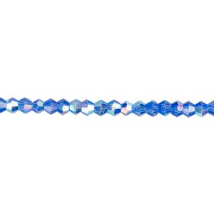 Bead 1pk 16 facets translucent medium blue AB, Celestial Crystal&reg; 3mm bicone 15.5-16 inch