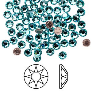 Flat back 144pk light turquoise foil back, Crystal Passions&reg; hotfix rhinestone 3.8-4mm rose round SS16 2078HF