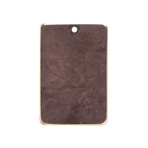 Focal, brass, earth tone brown patina, Pantone&reg; color 19-1321, 30x20mm double-sided rectangle. Sold per pkg of 6.