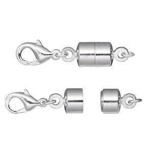 Clasp magnetic 1pkg1 converter silver-plated, 28x7mm, brass Magna Clasp&trade; 1-strand