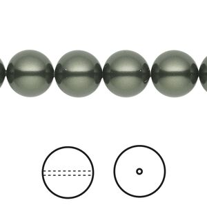 Pearl 25pk dark green, Crystal Passions&reg; 10mm round 5810