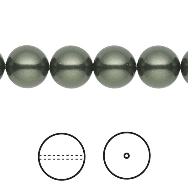 Pearl 25pk dark green, Crystal Passions&reg; 10mm round 5810 image number 0