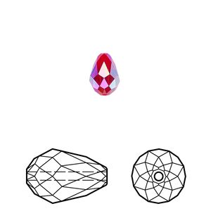 Bead 144pk light Siam shimmer 2X, Swarovski&reg; 9x6mm teardrop 5500