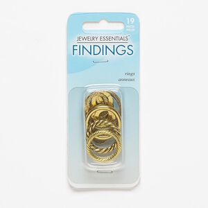 Component mix, antiqued gold-finished steel and "pewter" (zinc-based alloy), 10-25mm open round with mixed design. Sold per pkg of 19.