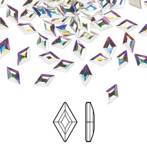 Flat back 24pk crystal AB foil back, Crystal Passions&reg; 6.6x3.9mm diamond 2773