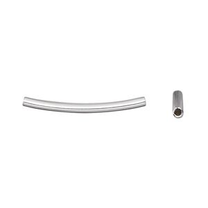Bead 1pkg20 silver-plated, 26x2mm curved tube, brass