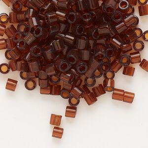 Seed bead, Delica&reg;, glass, pkg/250g, #8 round, transparent dark topaz (DBL-0709).