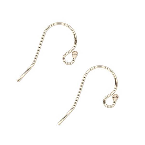 Ear wire fishhook 1pkg2 14Kt gold-filled, 10mm / open loop / ball, 22 gauge 1 pair image number 0