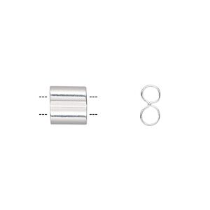 Bead 1pkg10 silver-finished, 8.5x8mm double tube, brass