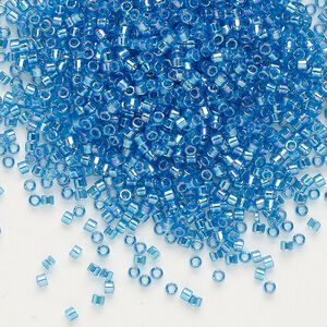 Seed bead, Delica&reg;, glass, pkg/7.5g, #11 round, translucent rainbow Capri blue (DB-0177).