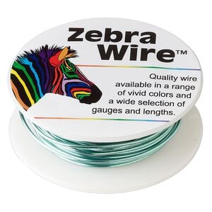 Wire, Zebra Wire&trade;, color-coated copper, aqua blue, round, 18 gauge. Sold per 10-yard spool.