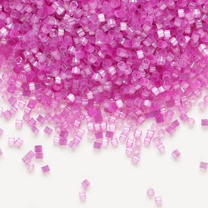 Seed bead, Delica&reg;, glass, pkg/50g, #11 round, opaque silk satin inside dyed color fuchsia (DB-1808).