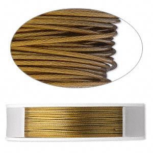 Beading wire, Tigertail&trade;, nylon-coated stainless steel, gold, 7 strand, 0.012-inch diameter. Sold per 100-foot spool.
