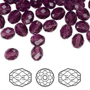 Bead 288pk amethyst, Swarovski&reg; 7x6mm olive briolette 5044