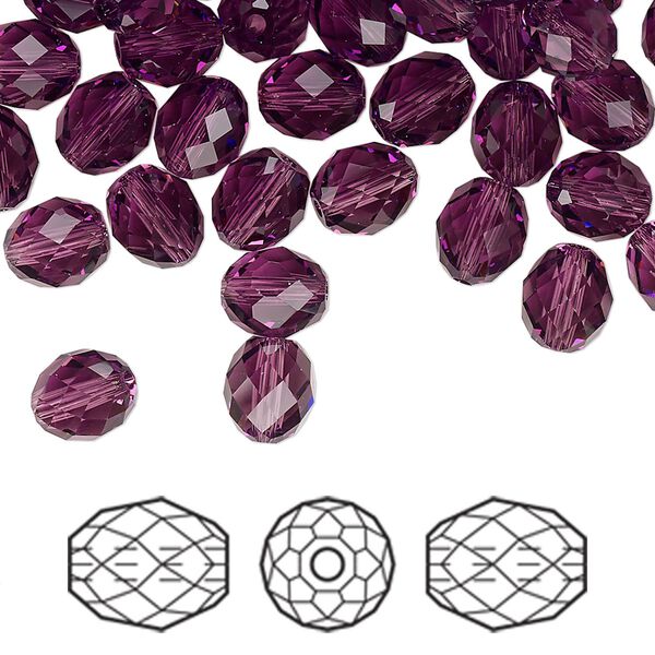 Bead 288pk amethyst, Swarovski&reg; 7x6mm olive briolette 5044 image number 0