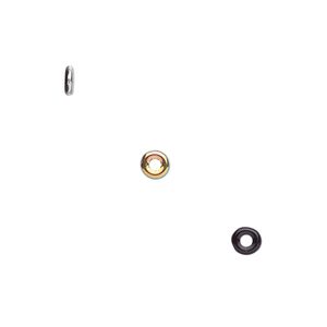 Bead, Czech pressed glass, opaque jet with half-coat vitrail, 4x1mm ring. Sold per pkg of 100.